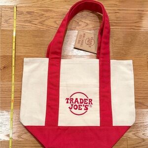 Trader Joe's Red and Cream Tote Bag